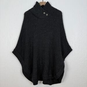 Baltic Inspirations Wool Ribbed Knit Poncho Sweater Lagenlook Minimalist OS